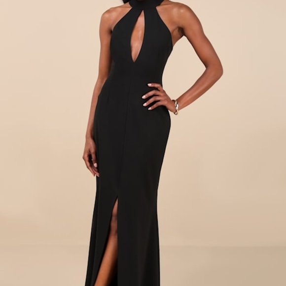 Lulus Belestina Black Cutout Mock Neck Maxi Dress - Size S - Picture 1 of 1